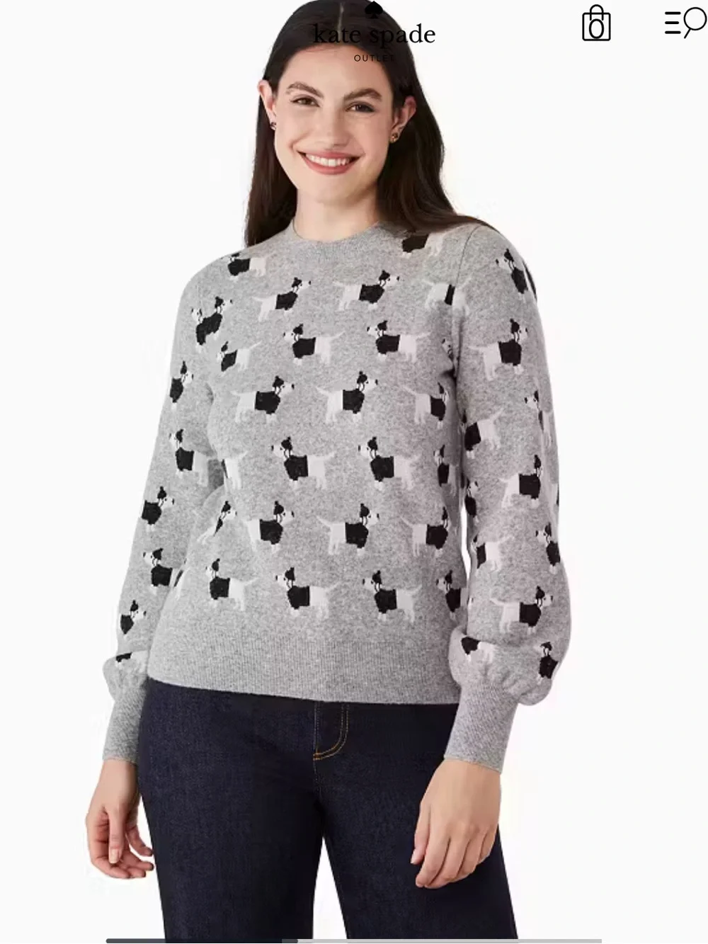 NWT kate spade Wool Claude Sweater with Dachsund Pattern Size M